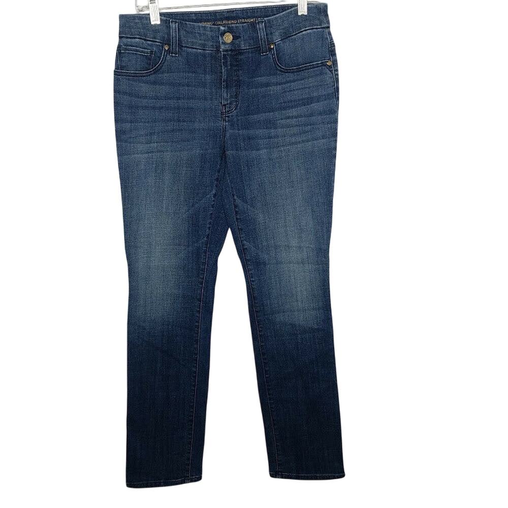 Chicos Jeans Girlfriend So Slimming 00 Size 2R Straight Leg Blue Stretch Denim